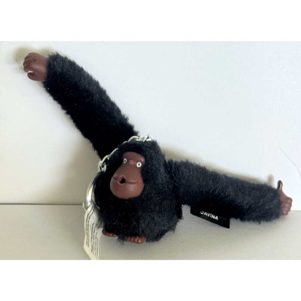 DESIGNER Kipling Monkey DAVINA Key Chain Fob BLACK Fur Collectible Bag Charm